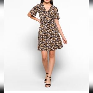 41 Hawthorn Floral Mini Dress - Black and Yellow